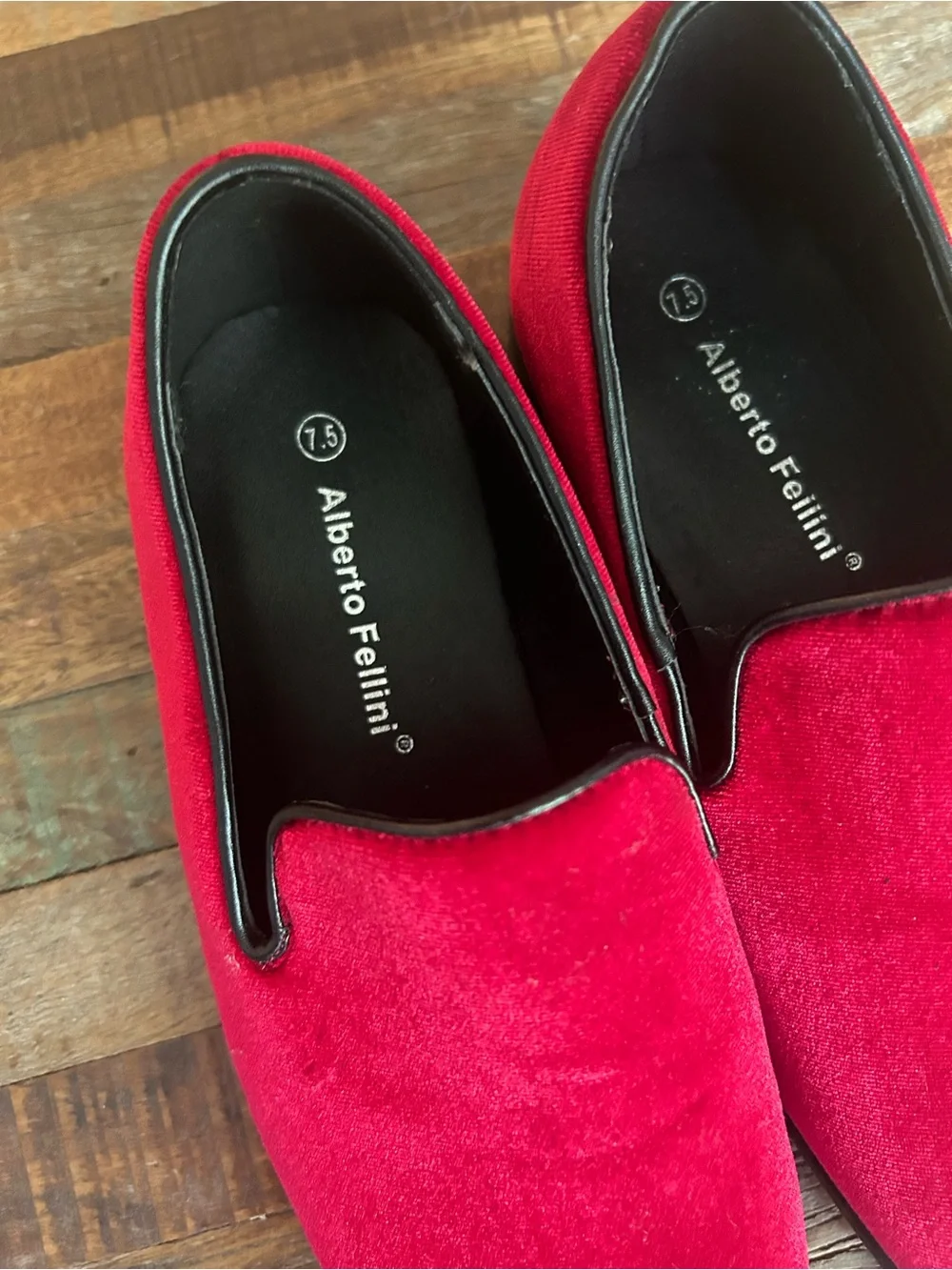 Alberto Fellini Sparko 03 Red Velvet Slip-On Loafers for Men.
